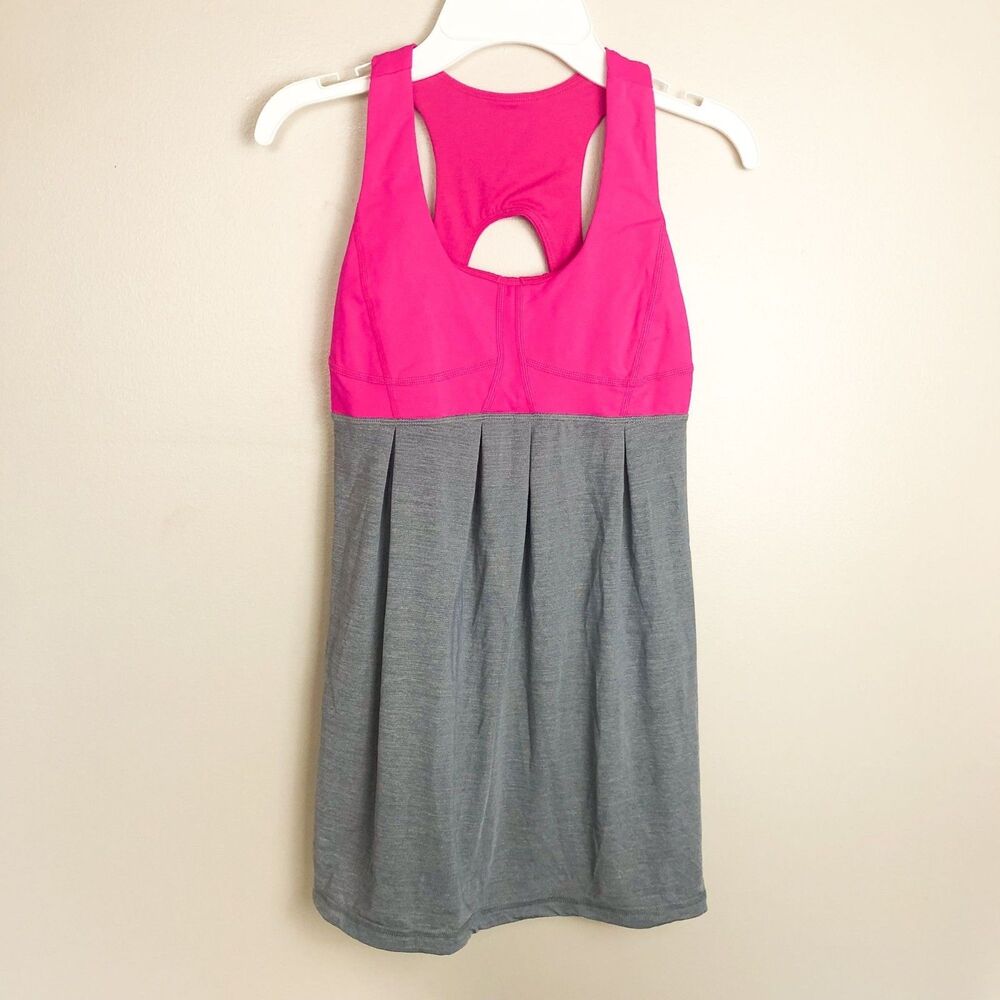 Lululemon Run Your Heart Out Tank Top 4 Pink Gray Womens